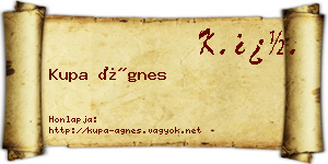 Kupa Ágnes névjegykártya