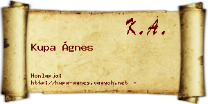 Kupa Ágnes névjegykártya